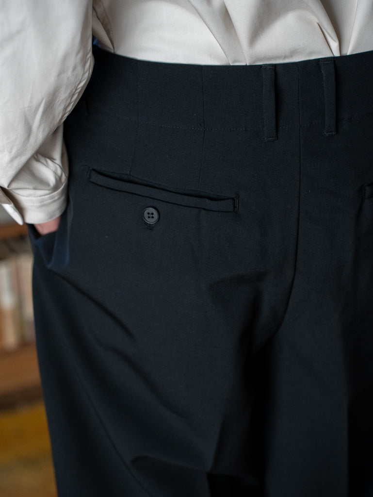nonnotte / 2-Tack Wide Tapered Trousers -Black-