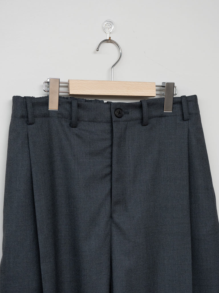 nonnotte /  Draping Crotch Box Pleats One-Tuck Trousers -Charcoal Top-