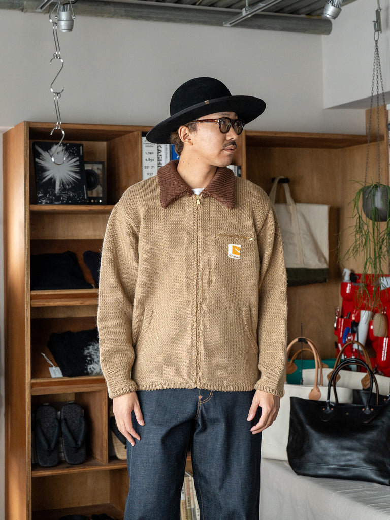 RICE NINE TEN / HAND MADE KNITTING DETROIT JACKET -TAN-