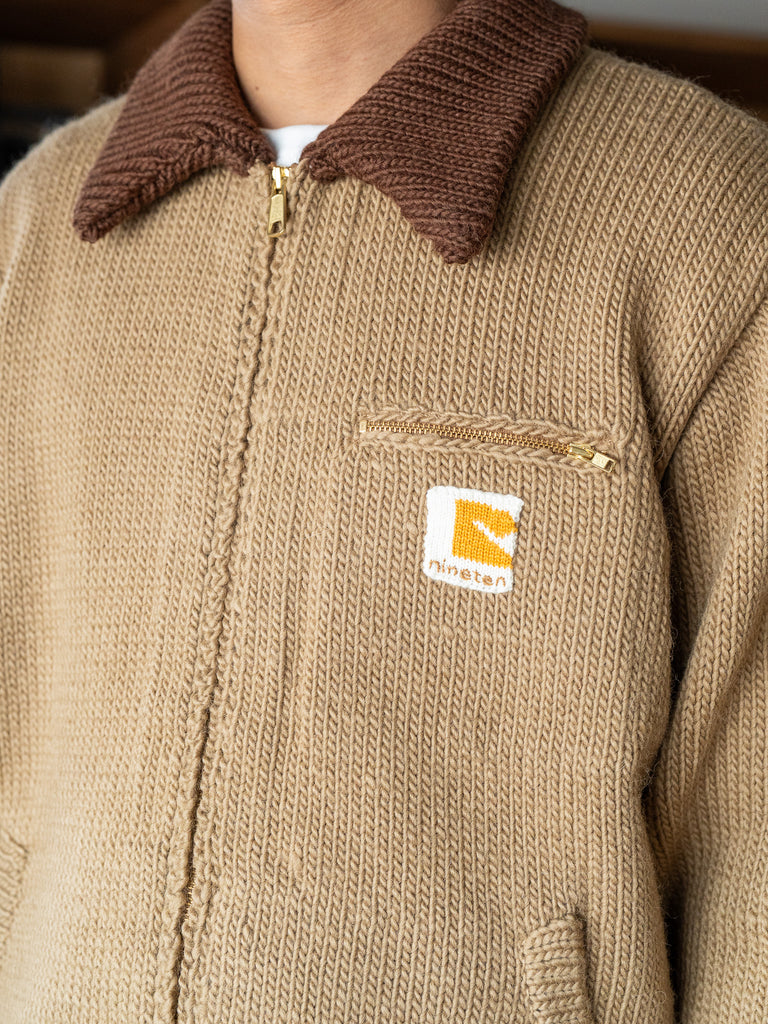 RICE NINE TEN / HAND MADE KNITTING DETROIT JACKET -TAN-