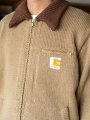 RICE NINE TEN / HAND MADE KNITTING DETROIT JACKET -TAN-