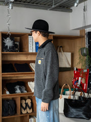 RICE NINE TEN / HAND MADE KNITTING DETROIT JACKET -DARK GRAY-