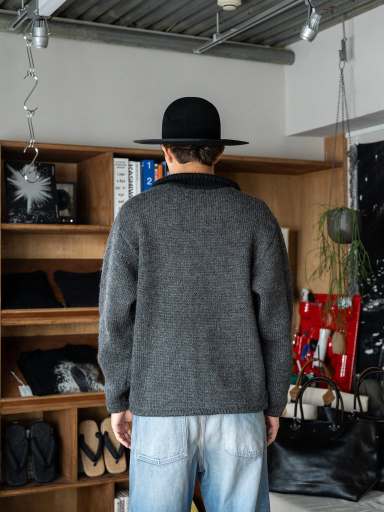 RICE NINE TEN / HAND MADE KNITTING DETROIT JACKET -DARK GRAY-