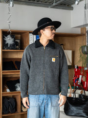 RICE NINE TEN / HAND MADE KNITTING DETROIT JACKET -DARK GRAY-