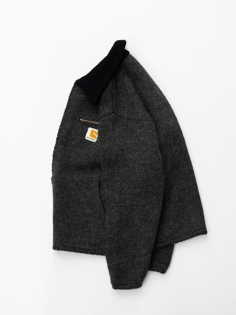 RICE NINE TEN / HAND MADE KNITTING DETROIT JACKET -DARK GRAY-
