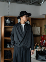 nonnotte / Draping Overlap Shirt -Trace Bird Plaid-