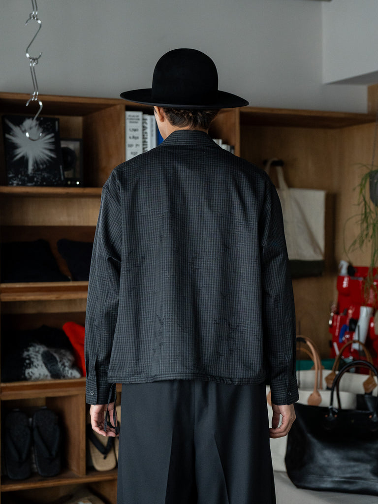 nonnotte / Draping Overlap Shirt -Trace Bird Plaid-