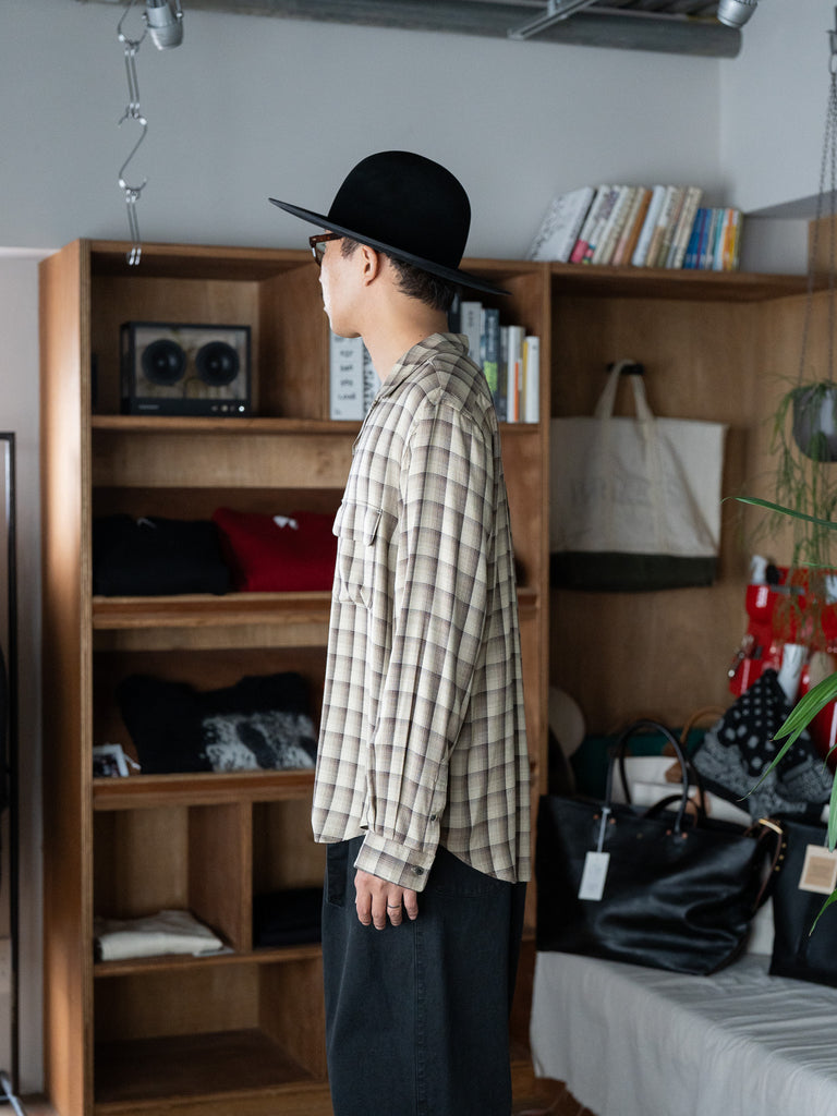 SUGARHILL / OMBRE OPEN COLLER SHIRT -BEIGE-