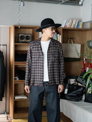 SUGARHILL / OMBRE OPEN COLLER SHIRT -DARK BROWN-