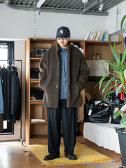 THE DAY / ALPACA WOOL PILE COAT -OLIVE BROWN-