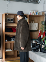 THE DAY / ALPACA WOOL PILE COAT -OLIVE BROWN-