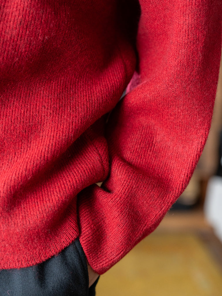 nonnotte / High Count Wool Yak Smooth Knit Draping C/N Pullover -Savvy Red-