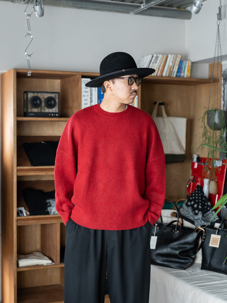 nonnotte / High Count Wool Yak Smooth Knit Draping C/N Pullover -Savvy Red-