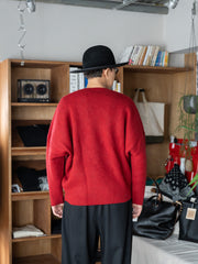 nonnotte / High Count Wool Yak Smooth Knit Draping C/N Pullover -Savvy Red-