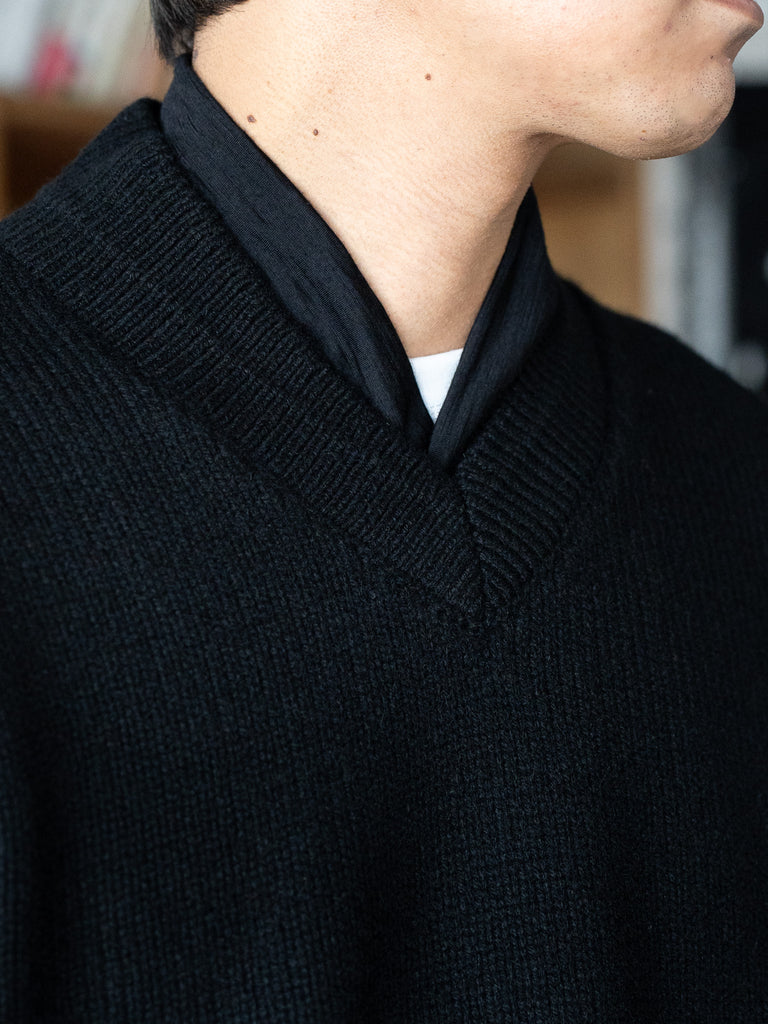 nonnotte / Shawl Collar V/N Tapered Oversized Long Sleeve -Meteorite-