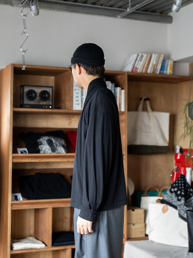 nonnotte / Shawl Collar V/N Tapered Oversized Long Sleeve -Meteorite-