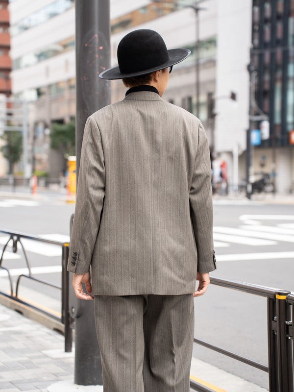 ULTERIOR / MELANGE HERRINGBONE STRIPE DB JKT -DUSTY GREY-
