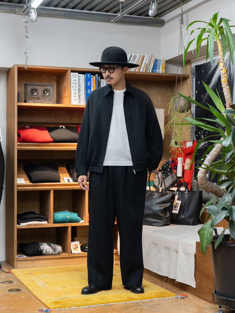 nonnotte / N Tweed 002 Draping Big Yoke Raglan Drizzler Jacket -Smoked Black-