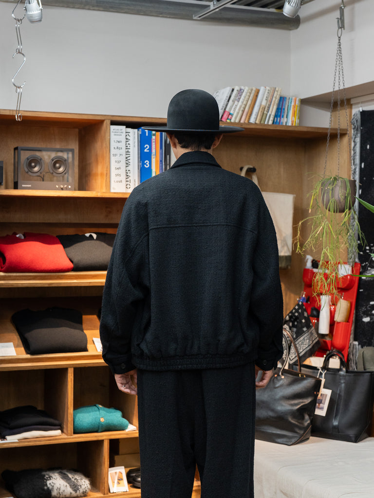 nonnotte / N Tweed 002 Draping Big Yoke Raglan Drizzler Jacket -Smoked Black-