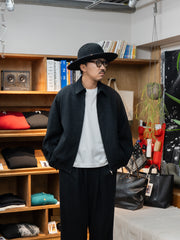 nonnotte / N Tweed 002 Draping Big Yoke Raglan Drizzler Jacket -Smoked Black-