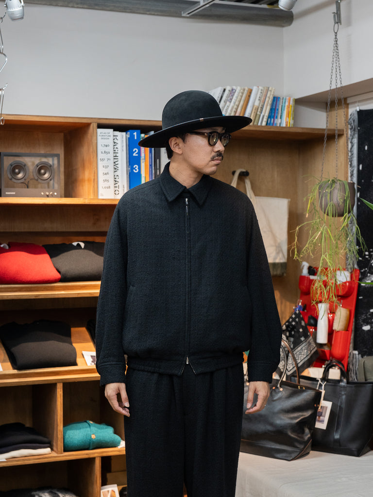 nonnotte / N Tweed 002 Draping Big Yoke Raglan Drizzler Jacket -Smoked Black-