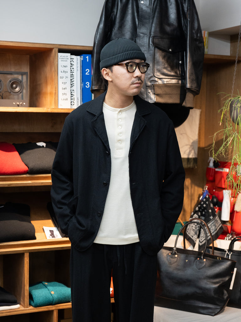 ULTERIOR / WASHED SUPER FINE WOOL VIYELLA JKT -BLACK-