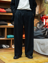 【店頭販売中】ULTERIOR / WASHED W/S STRIPE DRAWSTRING WIDE PANTS -BLACK-
