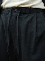 【店頭販売中】ULTERIOR / WASHED W/S STRIPE DRAWSTRING WIDE PANTS -BLACK-