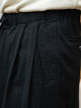 【店頭販売中】ULTERIOR / WASHED W/S STRIPE DRAWSTRING WIDE PANTS -BLACK-