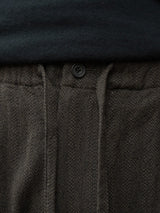【店頭販売中】ULTERIOR / WASHED W/S HERRINGBONE DRAWSTRING WIDE PANTS -D.BROWN-