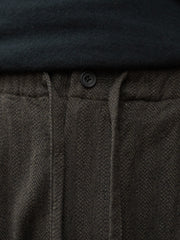 【9/26(土)12時頃発売】 ULTERIOR / WASHED W/S HERRINGBONE DRAWSTRING WIDE PANTS -D.BROWN-
