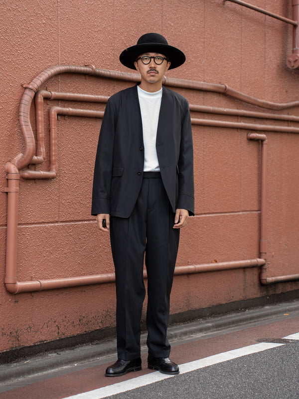 IRENISA / TWO TUCKS TAPERED TROUSERS -BLACK-