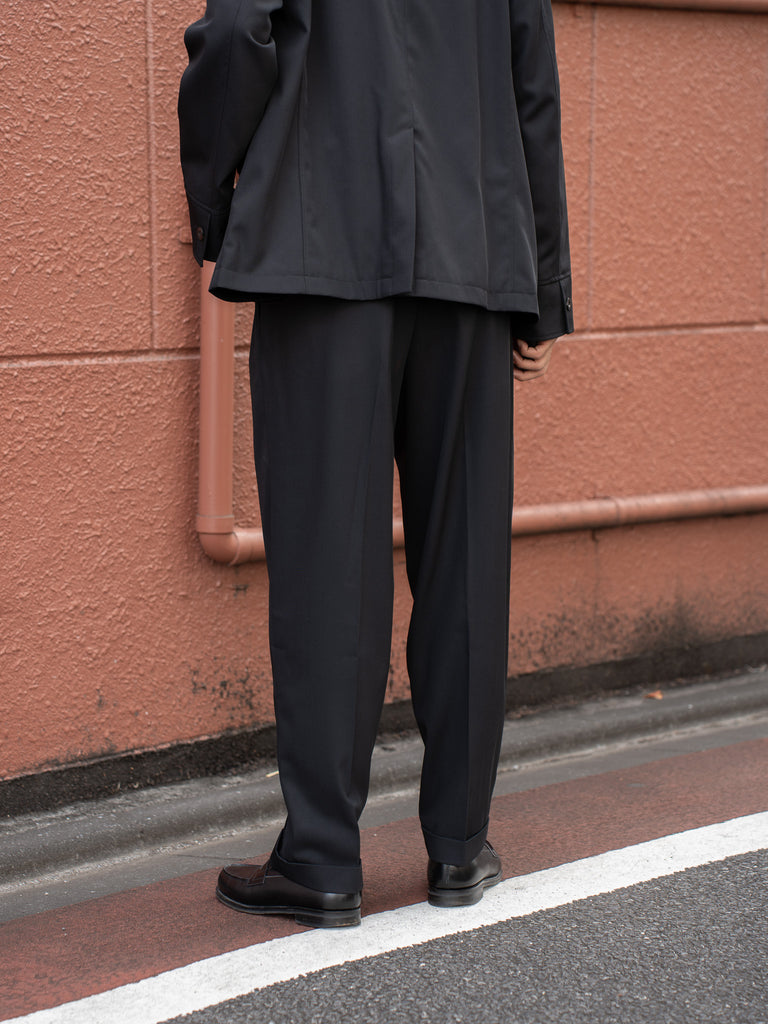 IRENISA / 兩褶寬褲 - 木炭色 -