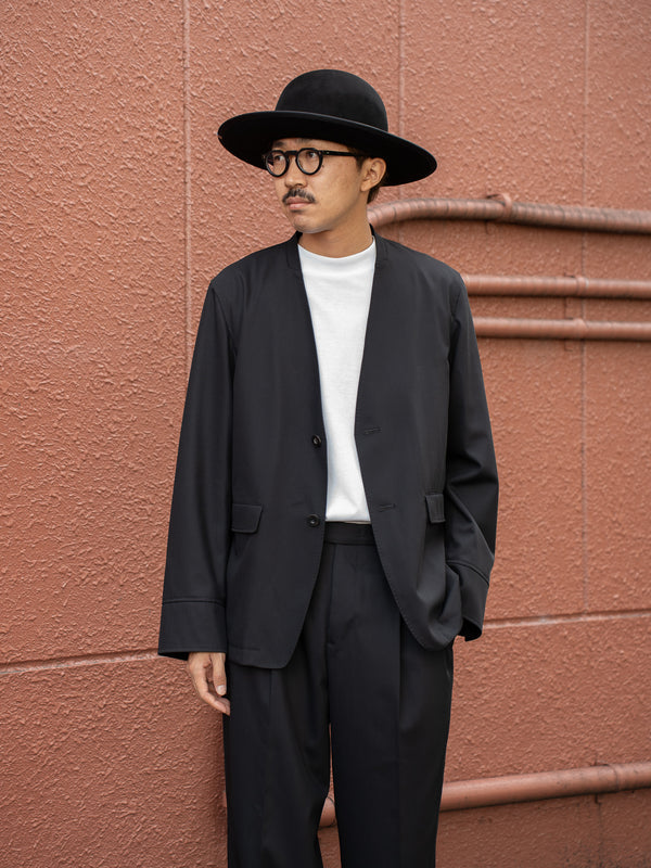 IRENISA / NO-COLLAR JAKET -BLACK-