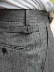 ULTERIOR / W/S HERRINGBONE STRIPE TUCKED TROUSER -TAUPE GREY-