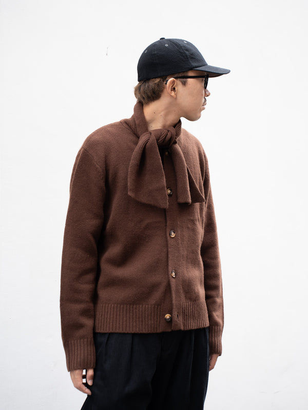 CMMN SWDN / Scarf cardigan -Brown-