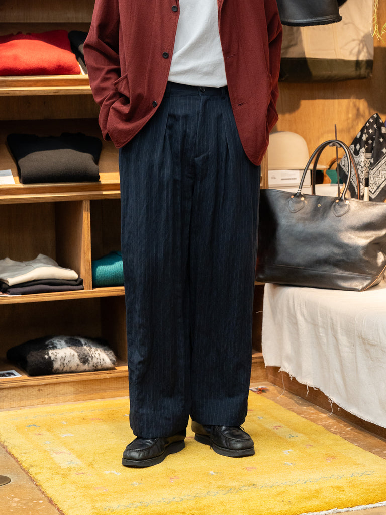 tangenet / Desert wool stripe Bowie Pants -Navy-
