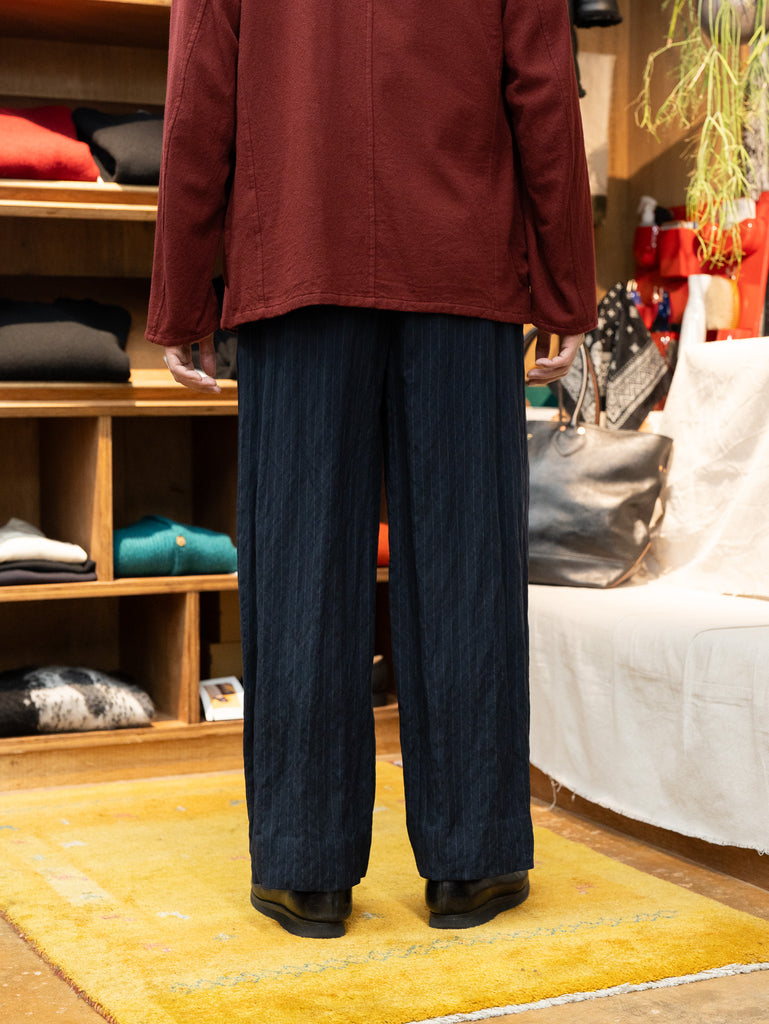 tangenet / Desert wool stripe Bowie Pants -Navy-