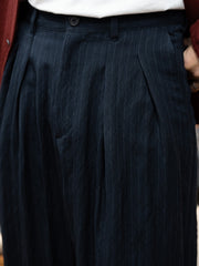 tangenet / Desert wool stripe Bowie Pants -Navy-