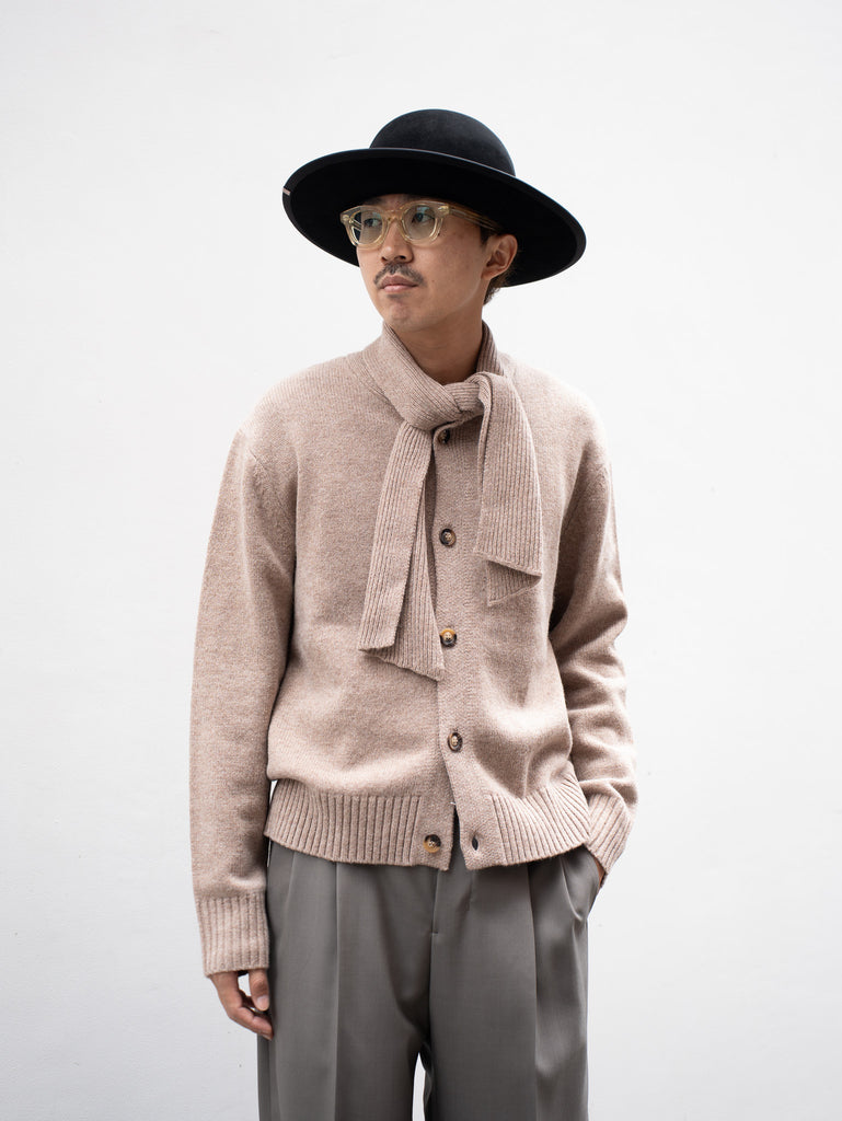 CMMN SWDN / Scarf cardigan -Beige-