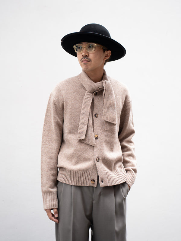 CMMN SWDN / Scarf cardigan -Beige-