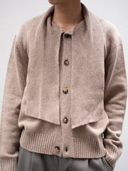 CMMN SWDN / Scarf cardigan -Beige-