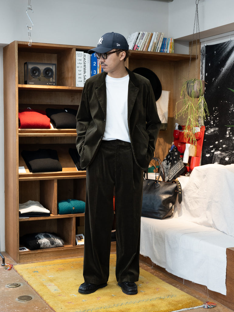 aIbn別注 IRENISA / TWO TUCKS WIDE PANTS -DARK OLIVE-