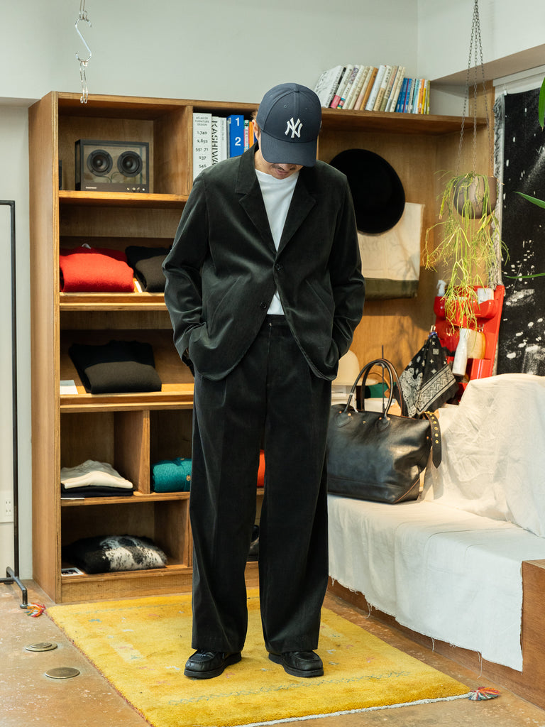 aIbn別注 IRENISA / TWO TUCKS WIDE PANTS -BLACK OLIVE-