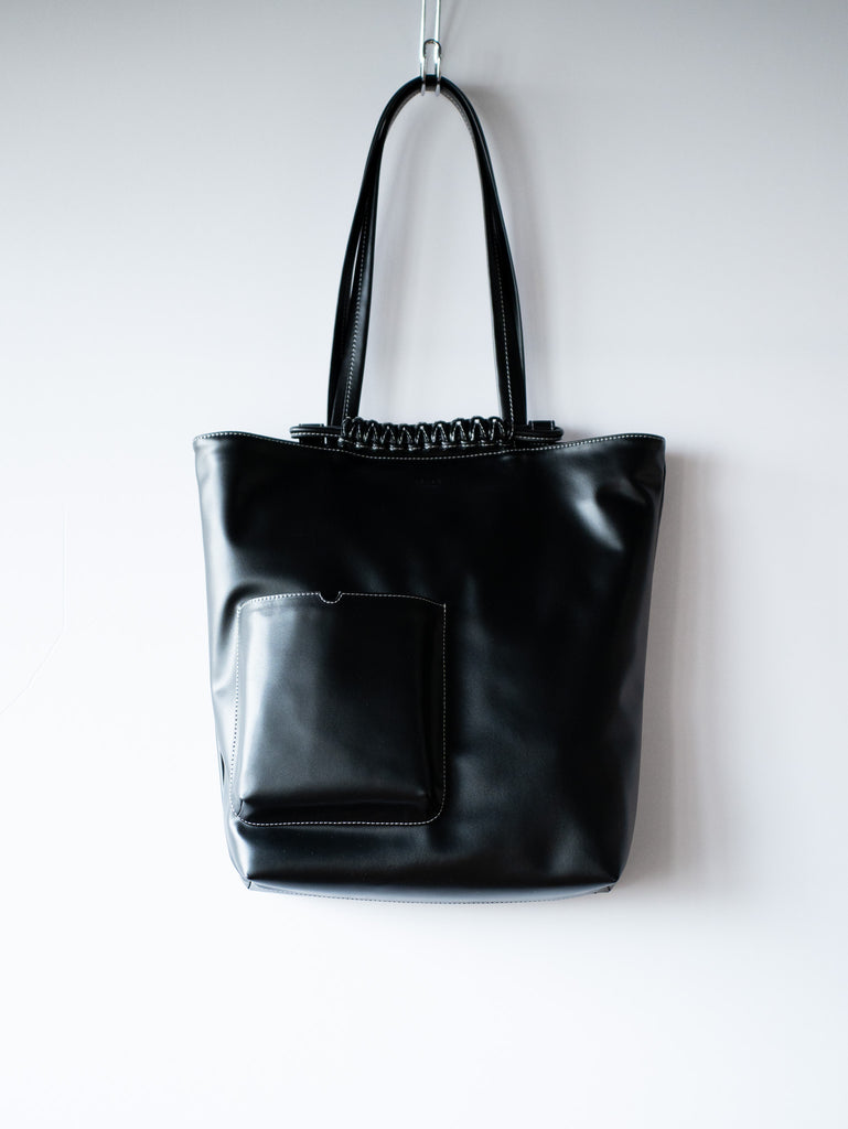 SAGAN Vienna(サガン ヴィエンナ) / PAZAR BOOK TOTE BAG GRAPE LEATHER BLACK WITH  WHITE STITCHING｜aIbn公式通販