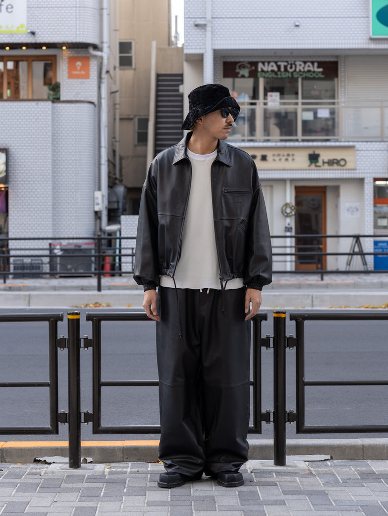 CCU × refomed / FRESH MAN CCU LEATHER WIDE PANTS -BLACK-