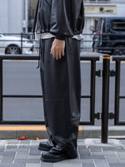 CCU × refomed / FRESH MAN CCU LEATHER WIDE PANTS -BLACK-