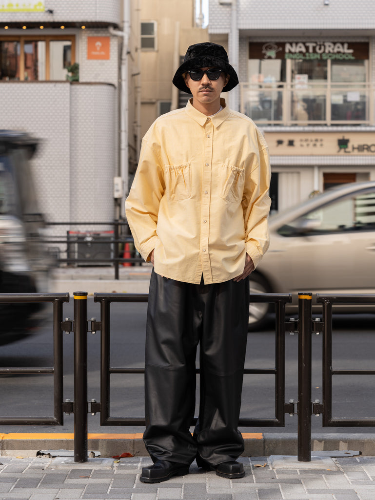 refomed / WRIST PATCH WIDE SHIRT"OX"- YELLOW