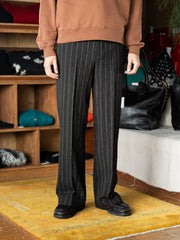 CMMN SWDN / FLAT FRONT RELAXED STRAIGHT TROUSERS -BROWN STRIPE-