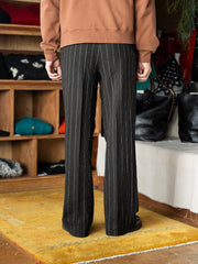 CMMN SWDN / FLAT FRONT RELAXED STRAIGHT TROUSERS -BROWN STRIPE-